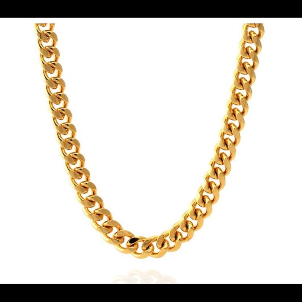 8MM Stainless Steel 14K Gold Miami Cuban Curb